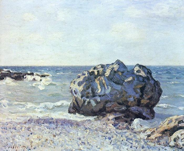 Alfred Sisley Bucht von Langland mit Felsen France oil painting art